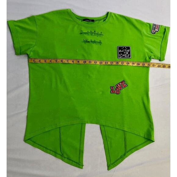 Vintage Y2K Neon Green Cutout Cotton Top Punk Retro Dopamine Size 2 Angie - Picture 7 of 10